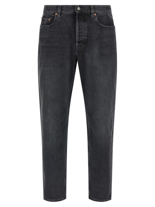 Black Cotton Straight-Leg Jeans