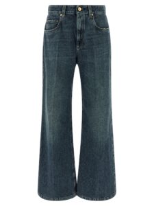 Blue Cotton Flared Jeans