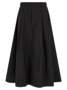 Black Cotton Midi Skirt