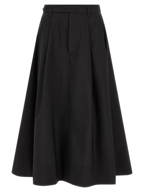 Black Cotton Midi Skirt