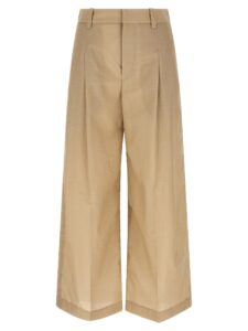 Beige Cotton Casual Pants