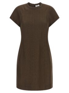 Brown Viscose Short Dress