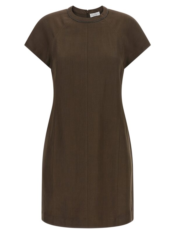 Brown Viscose Short Dress