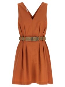Orange Cotton Short Dress