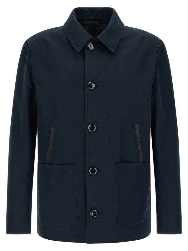 Blue Linen Full-Length Jacket