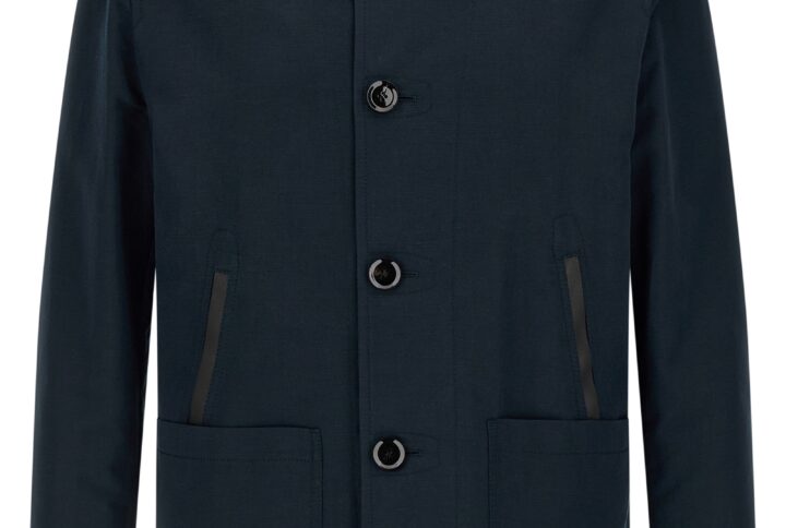 Blue Linen Full-Length Jacket | Jag Couture London – New York