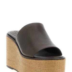 Brown Calfskin Wedge Sandals