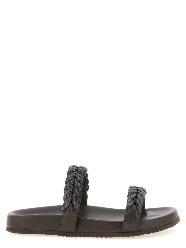 Brown Leather Slides