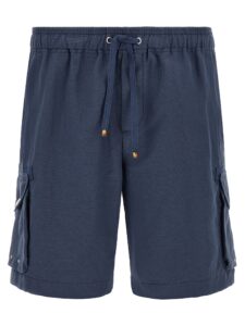 Blue Linen Bermuda Shorts