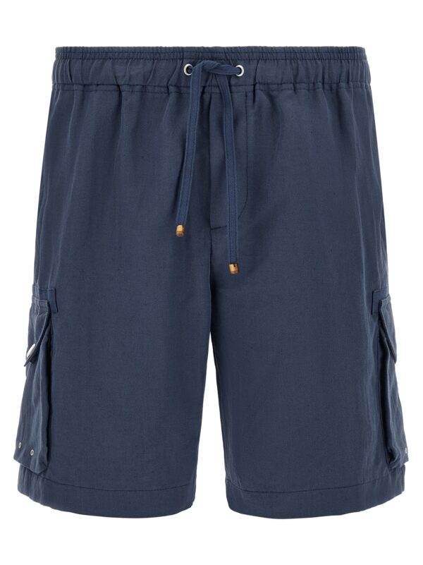 Blue Linen Bermuda Shorts
