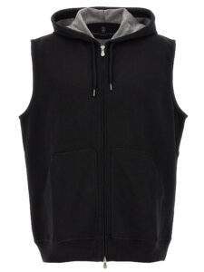 Black Cotton Sleeveless Jacket
