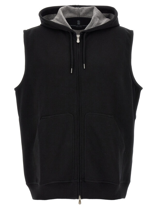 Black Cotton Sleeveless Jacket