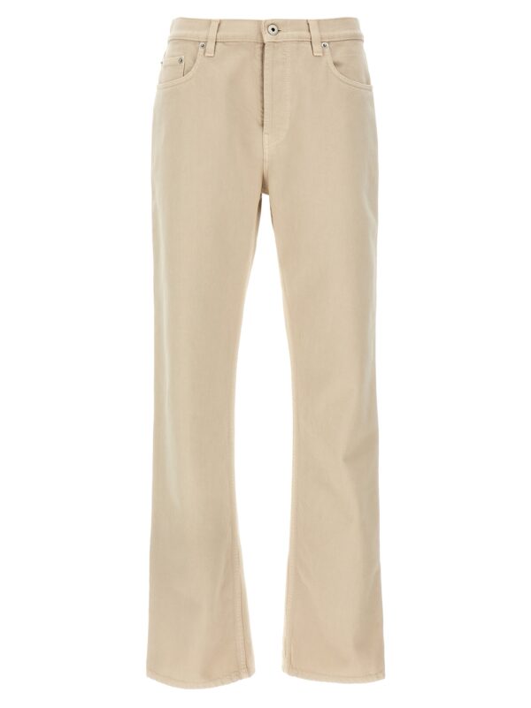 Beige Cotton Casual Pants