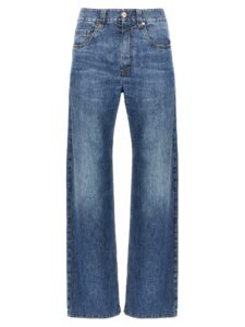 Blue Cotton Straight-Leg Jeans