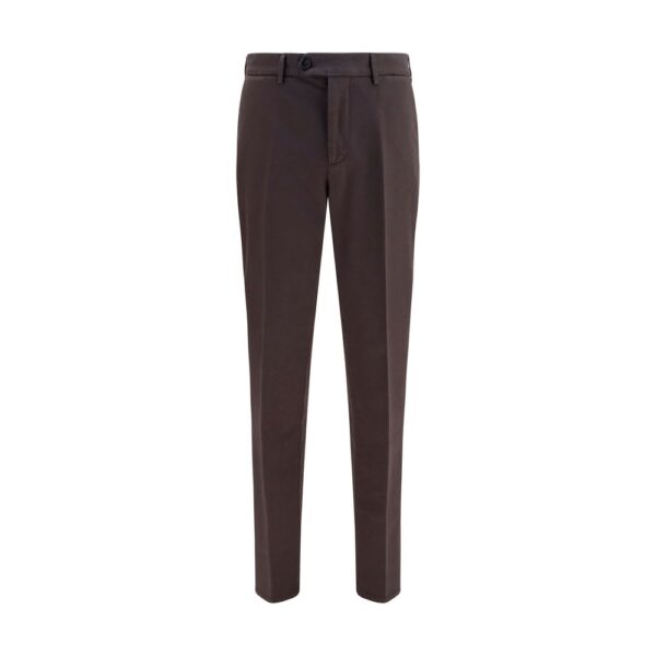 Brown Cotton Casual Pants
