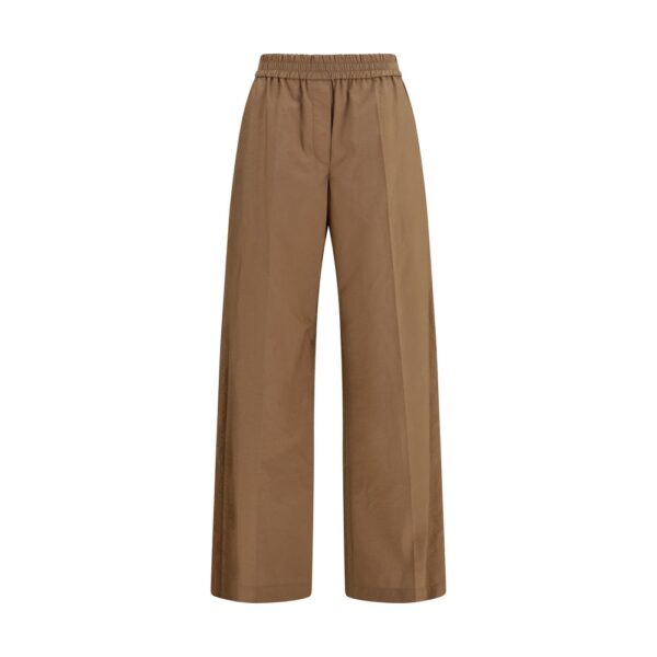 Brown Cotton Casual Pants