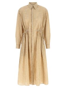 Beige Cotton Midi Dress