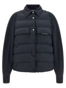 Blue Polyester Full-Length Jacket