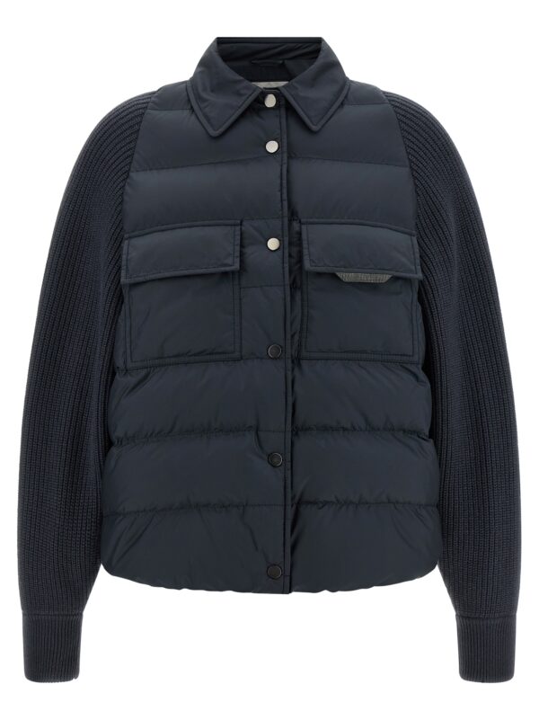 Blue Polyester Full-Length Jacket