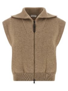 Beige Cashmere Sleeveless Jacket