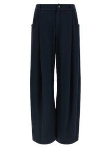 Blue Cotton Casual Pants