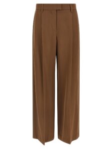 Brown Virgin Wool Casual Pants
