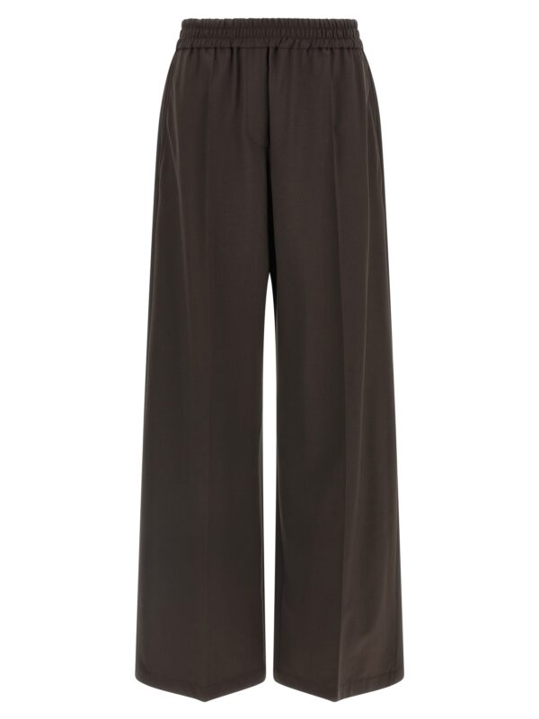 Brown Virgin Wool Casual Pants