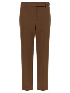Brown Cotton Cropped Pants