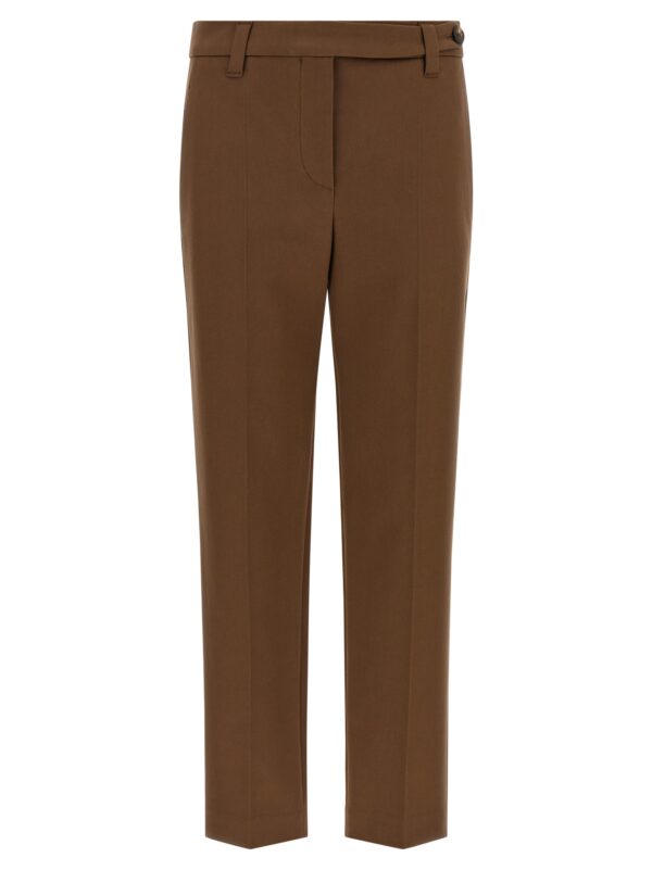 Brown Cotton Cropped Pants