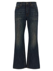 Blue Cotton Flared Jeans