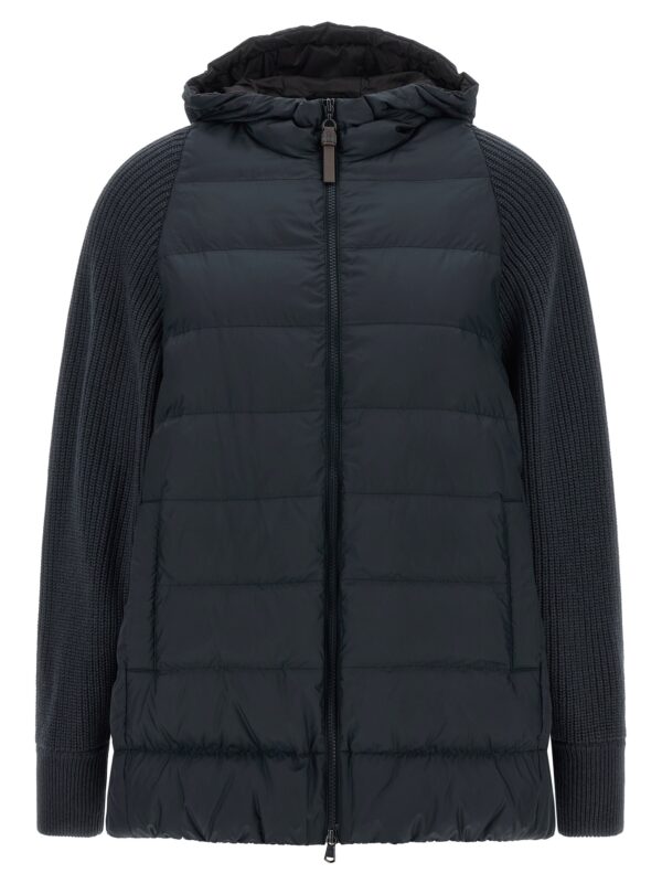 Blue Polyester Full-Length Jacket