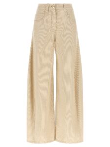 Beige Cotton Casual Pants
