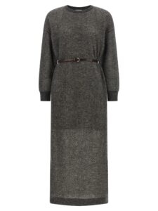 Gray Wool Midi Dress
