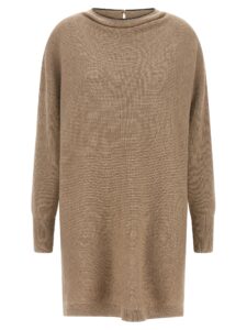 Beige Virgin Wool Short Dress