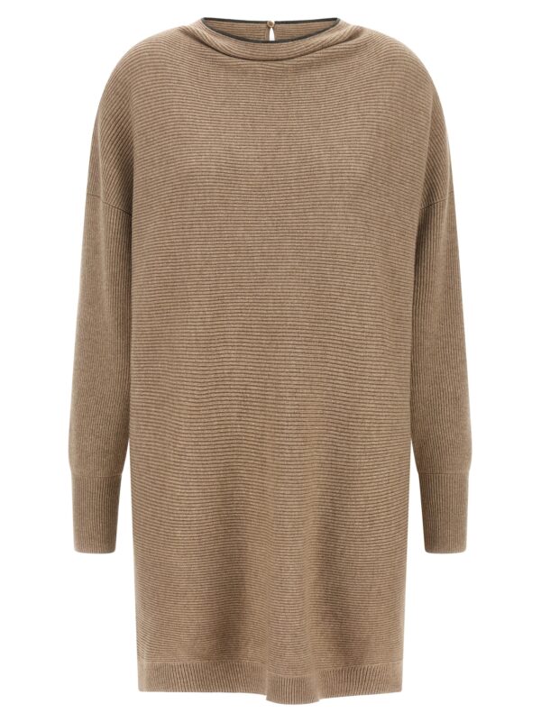 Beige Virgin Wool Short Dress