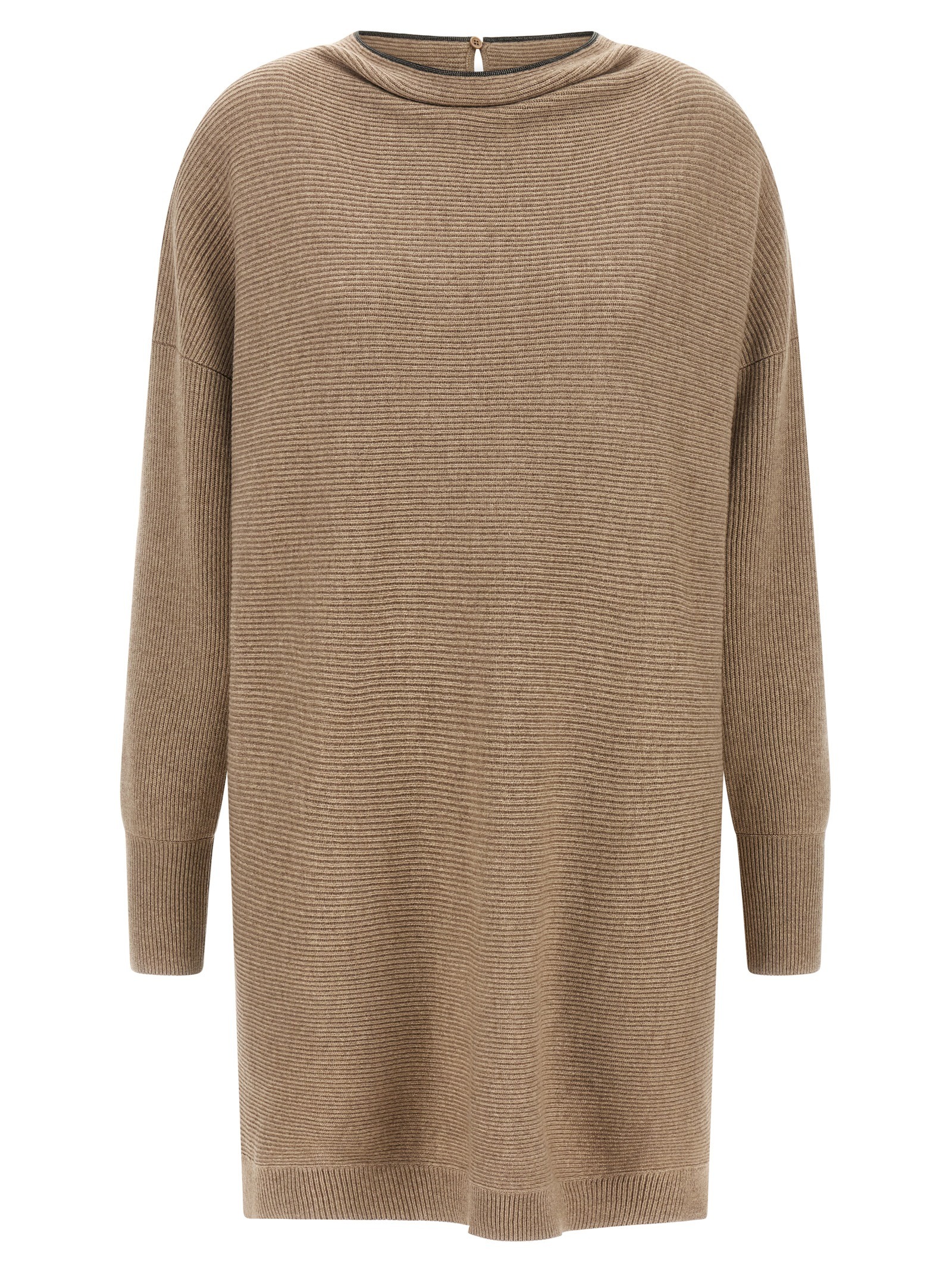 Beige Virgin Wool Short Dress