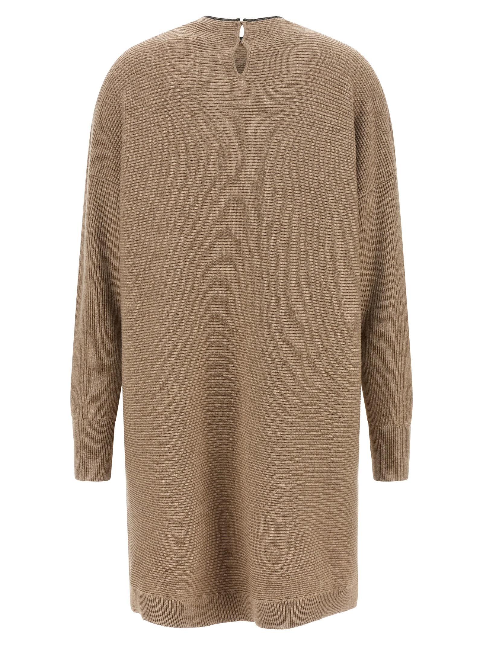 Beige Virgin Wool Short Dress