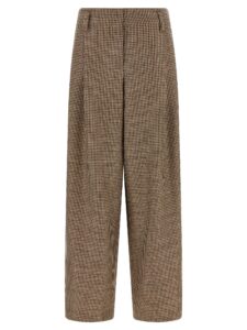 Brown Virgin Wool Flared Pants
