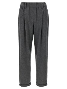 Gray Virgin Wool Casual Pants