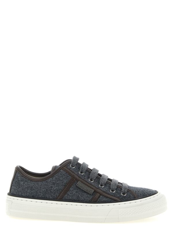 Gray Virgin Wool Low Top Sneakers
