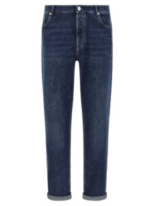 Blue Cotton Straight-Leg Jeans