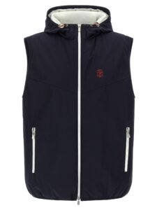 Blue Polyamide Sleeveless Jacket