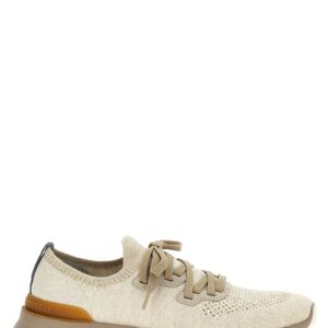 Beige Cotton Low Top Sneakers