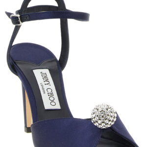 Blue Tencel Stiletto Heel Sandals