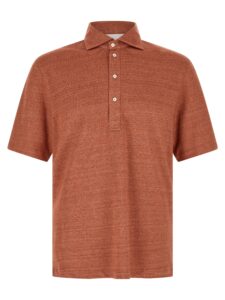 Orange Linen Polo Shirt