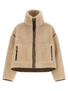 Beige Polyester Full-Length Jacket