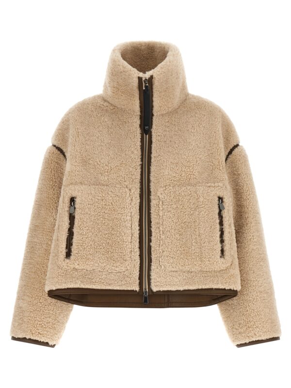 Beige Polyester Full-Length Jacket
