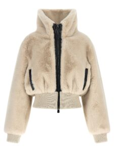 Beige Polyester Full-Length Jacket