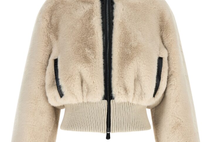 Beige Polyester Full-Length Jacket | Jag Couture London – New York