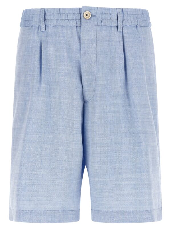 Blue Linen Bermuda Shorts